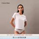 Calvin Klein內衣25夏季女士休閑簡(jiǎn)約ck刺繡純棉圓領(lǐng)短袖T恤家居服QS7328 100-月光白 L