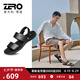 零度Zero男鞋新品軟底沙灘鞋透氣戶外休閑皮鞋涼拖鞋室內(nèi)外穿懶人皮鞋 黑色 40