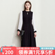 AMII女裝2025【法式優(yōu)雅】秋季泡泡袖收腰綁帶雪紡長袖連衣裙 黑色 L