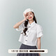 紫涵（ZIHAN）紫涵白色翻領(lǐng)短袖襯衫女夏季新款森系簡(jiǎn)約短款減齡小個(gè)子襯衣 白色 M