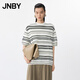 JNBY/江南布衣25夏新品毛針織衫短袖套頭前衛(wèi)趣味寬松5P5314050 189/白底黑條 S