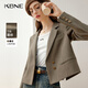 KBNE2025新款休閑咖啡色長(cháng)袖西裝外套女時(shí)尚洋氣時(shí)髦直筒寬松春秋 咖啡色 S