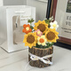 包貝勒永生花玩偶針織向日葵手工花束生日禮物38婦女節送女友同事老師 向日葵手工盆栽針織花束+燈串禮袋