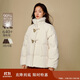 茵曼羊羔毛領(lǐng)牛角扣厚羽絨服2025冬女裝新款短面包服外套 淺米杏 S