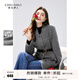 秋水伊人秋水伊人高級感氣質(zhì)V領(lǐng)毛呢外套冬新款女搭配腰帶中長(cháng)款大衣 灰色 S