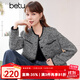百圖betu女裝春季新款短外套高級(jí)感小香風(fēng)長(zhǎng)袖毛呢外套女2401T40 黑色 M