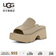 UGG夏季新款女士時(shí)尚舒適純色坡跟厚底露趾休閑一字拖鞋 1167476 MDSD | 芥菜籽色 37