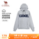 駱駝（CAMEL）復(fù)古印花一體連帽中性內(nèi)搭套頭衛(wèi)衣 C33CAULL050C 中花灰 XL