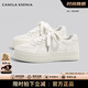 CAMILA KSENIA2025新款夏季運動(dòng)休閑鞋子時(shí)尚爆款小白鞋百搭厚底板鞋米色37