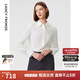 朗姿法式時尚洋氣內(nèi)搭通勤漂亮長袖polo領(lǐng)襯衣女新款襯衫 本白色2 L
