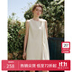 范思藍(lán)恩蝴蝶結(jié)飄帶壓褶連衣裙女夏季2025新款七夕送老婆修身顯瘦裙子2622 奶黃色 XS