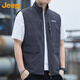 JEEP美國正品工裝馬甲男春秋多口袋戶(hù)外釣魚(yú)立領(lǐng)坎肩背心馬夾無(wú)袖外套 深灰色【商場(chǎng)同款】 XL 【適合145斤左右】