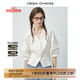 VEGA CHANGVEGA CHANG白色襯衫女2025新款春秋裝翻領(lǐng)泡泡袖薄款中袖收腰上衣 象牙白 S