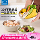樂扣樂扣（LOCK&LOCK）食品級(jí)304不銹鋼加厚料理盆洗菜盆和面揉面盆家用廚房拌菜沙拉盆 25cm-白色-單只 3000ml