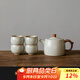 兮元記米黃汝窯茶壺陶瓷大號泡茶壺井欄壺功夫茶具茶水壺 井欄壺+善品杯*4【簡(jiǎn)裝】