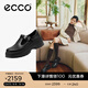 愛(ài)步（ECCO）樂(lè )福鞋女 2025新款英倫風(fēng)牛皮厚底增高單鞋女 蹤跡220763 黑色22076301001 38