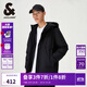 杰克·瓊斯（JACK&JONES）秋季新款保暖潮流運動(dòng)純色抽繩連帽休閑棉服外套男裝225109010 黑色E40 L