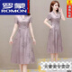 羅蒙（ROMON）復古盤(pán)扣改良旗袍裙2024新款女夏氣質(zhì)中年媽嗎裝真絲香云紗連衣裙 B6051  藕粉色 L (100-110斤)