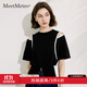 MeetMetro瑪依爾設計感露肩T恤女2025夏新款小眾開(kāi)叉短袖純棉上衣 黑色【現貨閃電發(fā)】 XL