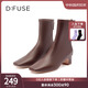 迪芙斯（D:FUSE）【鎮(zhèn)店之寶】冬季款方頭奶油短靴粗跟彈力瘦瘦靴網(wǎng)紅女靴 紅棕色（主推款短靴） 36