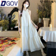 DGOV2025年新款連衣裙女輕盈感立體花朵掛脖無(wú)袖純色大擺長(cháng)裙 杏色長(cháng)裙（zt） S 建議83-95斤