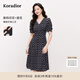 珂萊蒂爾2025夏季新款復(fù)古波點(diǎn)連衣裙女V領(lǐng)短袖經(jīng)典裙子 黑色 L