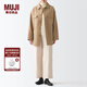 無(wú)印良品（MUJI）男女通用羊毛混立領(lǐng)中長(cháng)大衣男式女式毛呢外套秋冬格雷系BDA16A2A 米色 L-XL