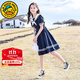 G.DUCKKIDS童裝女童連衣裙夏季2024新款洋氣女大童夏裝學(xué)院風(fēng)純棉兒童裙子潮 藏青 吸汗棉質(zhì) 160 建議150-160cm12-13歲