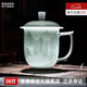 景德鎮(zhèn)（jdz）陶瓷家用中式手工長城茶杯茶具帶蓋辦公泡茶杯喝茶水杯送老師禮物 影青浮雕山水茶杯