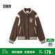 森馬（Semir）外套女刺繡拼接撞色寬松夾克2024冬季仿毛呢棒球服109724108004