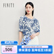 菲妮迪（FINITY）【100%桑蠶絲】雪紡衫2025夏新款真絲簡(jiǎn)約印花上衣女 白底印花 M
