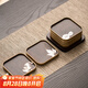 瓷牌茗茶具（cipaiming teaset）黑檀色仿桐木茶杯墊家用現(xiàn)代隔熱墊片品茗小號(hào)隔茶墊功夫茶具配件 黑檀色仿桐木六片方鑲錫三圖墊托