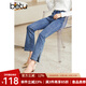 betu百圖女裝秋季新款牛仔褲ins風(fēng)中腰大長(cháng)腿微喇牛仔褲女2208T71 牛仔色 M