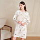 美標女士19姆米真絲睡裙春秋絲綢桑蠶絲中國風(fēng)家居服連衣裙 白色 2XL