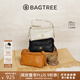BAGTREE【明星同款】包包樹(shù)奶盒包植鞣皮單肩斜挎腋下通勤Hobo枕頭女士包 檀黑色-小號【雙磁吸款】 高級小眾
