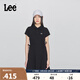 Lee25新品修身版翻領(lǐng)黑色女短袖polo連衣裙顯瘦休閑LWT009861205