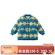 papa爬爬冬季兒童棉服年年有魚(yú)中式夾棉外套男女寶寶保暖洋氣時(shí)髦 藍色 100 cm