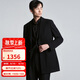 報喜鳥(niǎo)男士羊毛大衣商務(wù)正裝戧駁領(lǐng)毛呢外套KEBS243031U黑色48