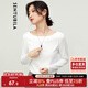 尚都比拉春秋一字領(lǐng)上衣顯瘦長袖t恤女寬松高級感內(nèi)搭打底衫 云白 XL 