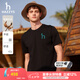 哈吉斯（HAZZYS）男裝 夏季休閑重磅大Logo寬松圓領(lǐng)短袖T恤男ASTZE0CBX70 黑色BK L （175/96A 48）