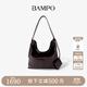 半坡飾族（bampo）女包新款大綿綿包 大容量真皮女包單肩斜挎百搭柔軟大包生日禮物 褐棕741（帶侗布卡夾） 大包