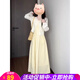 歐貝汐連衣裙夏季女2026新款春秋穿搭感小個(gè)子套裝法式吊帶長(cháng)裙子 黃色裙子 M