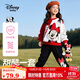 Disney baby迪士尼女童套裝兒童10A抑菌衛(wèi)衣衛(wèi)褲中小童裝秋季兩件套 大紅 100