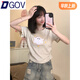 DGOV2025夏季新款獨特別致木耳邊短袖T恤女植絨刺繡可愛(ài)卡通小個(gè)子女 奶白灰 S 建議80-90斤