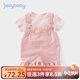 JELLYBABY女寶寶夏裝一歲童裝小嬰兒衣服女孩背帶褲兩件套洋氣女童夏季套裝 藕粉 90 cm