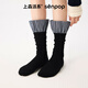 上森派系堆堆襪子女春秋中筒襪miu系棉襪配瑪麗珍鞋長(cháng)襪花邊小腿襪黑 【襯衫花邊】黑色 均碼 【36-39】