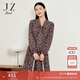 玖姿（JUZUI）南法假日碎花連衣裙女裝春款小個(gè)子設計感雪紡裙子 花咖啡 XL