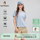 Hush Puppies【百搭經(jīng)典】暇步士女裝2025夏季簡(jiǎn)約基礎(chǔ)款棉感短袖圓領(lǐng)衫 海藍(lán)色 XL