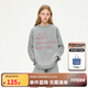 ELLE KIDS童裝 假日風(fēng)春夏季女童撞色字母刺繡寬松落肩版華夫格休閑長(zhǎng)袖T恤 灰色 160 （S）