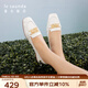 萊爾斯丹【心旅繁花非遺聯(lián)名】春季新款英倫復(fù)古樂(lè)福鞋女單鞋06803 米白色 OWR 36